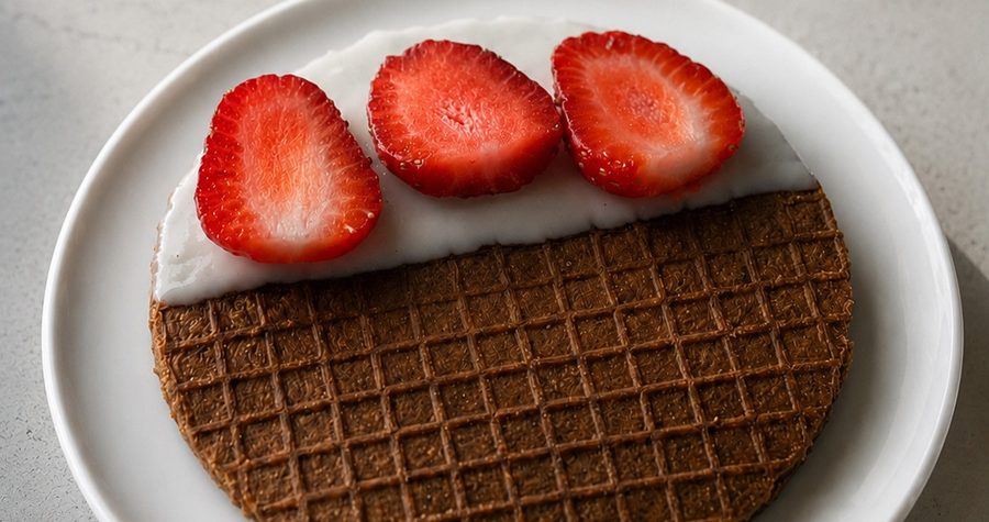Stroopwafel con fresas, frambuesas y arándanos frescos
